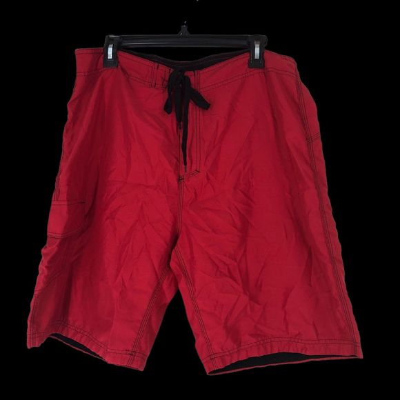 Men’s Burnside Red Shorts,Skateboard, Swimtrunks, Casual Beach Attire SZ 34” - Picture 1 of 6